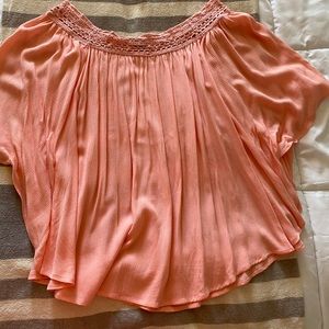 Coral colored off shoulder top